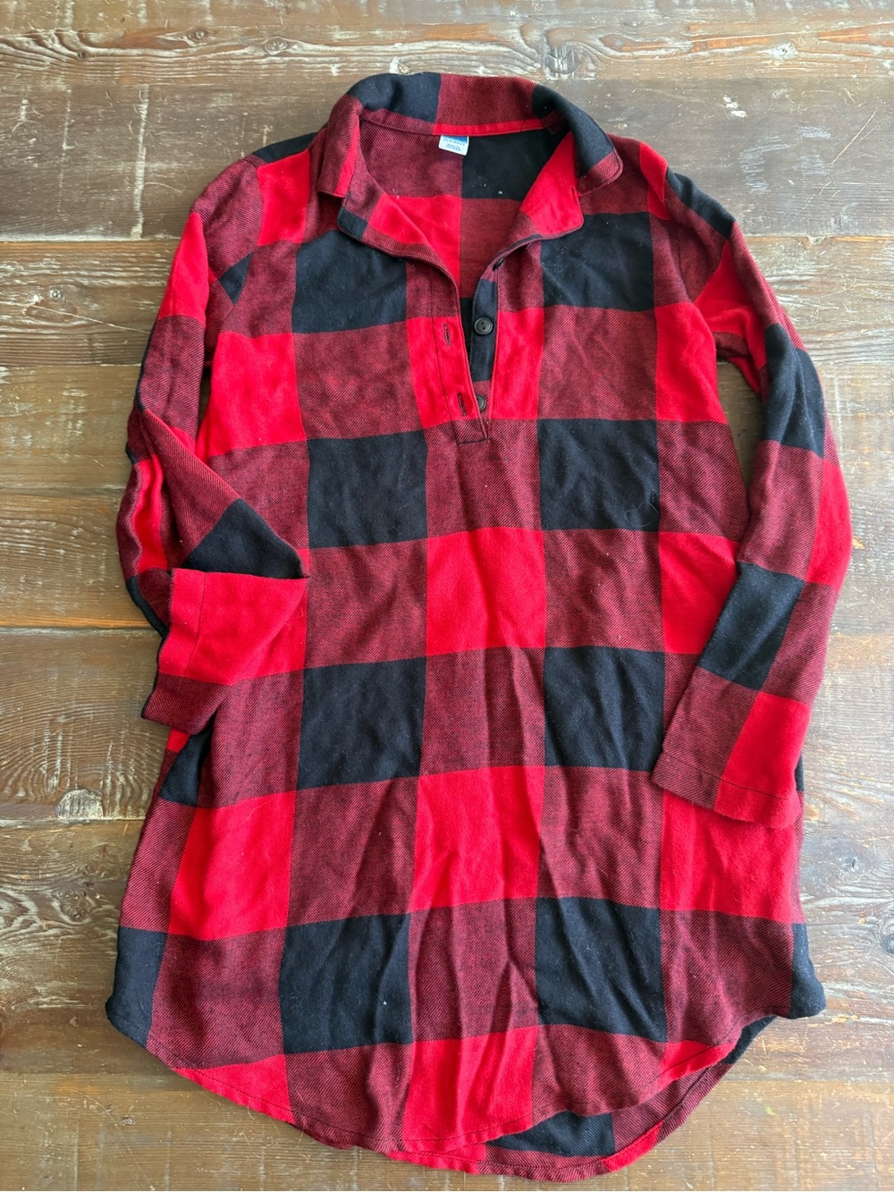 Old Navy Red and Black Plaid Girl’s Button Polo